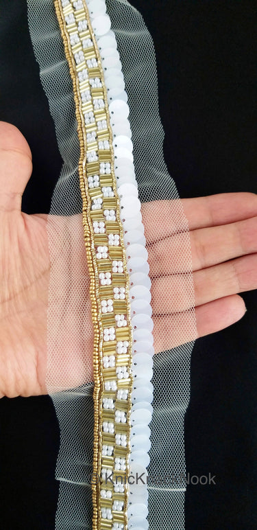 White Net Lace, Exclusive Laces, Sequinned Trimming